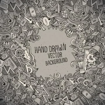 Abstract vector decorative doodles school background Illustrazione stock