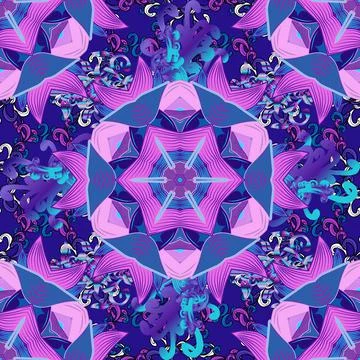 Abstract vector decorative ethnic mandala sketchy seamless pattern. Colored elem Illustrazione stock