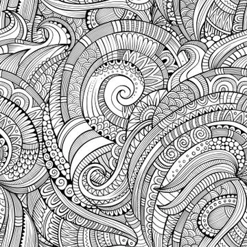 Abstract vector decorative hand drawn nature floral eamless pattern 스톡 일러스트