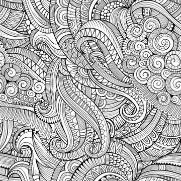 Abstract vector decorative hand drawn nature floral seamless pattern Illustrazione stock