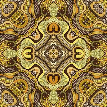 Abstract vector decorative nature ethnic hand drawn pattern イラスト素材
