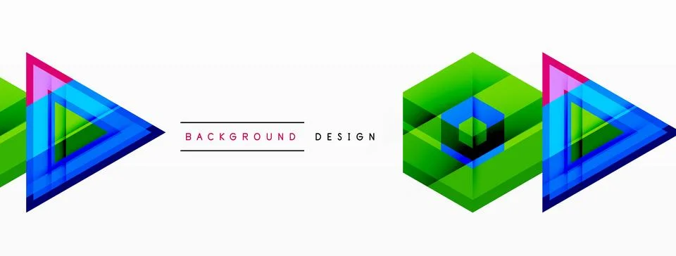Abstract vector design blends triangles, hexagons, and circles, creating a Stock Illustration