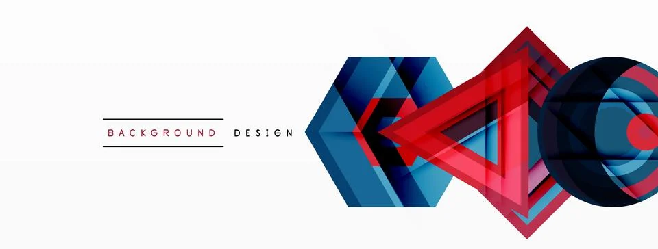 Abstract vector design blends triangles, hexagons, and circles, creating a Stock Illustration