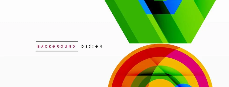 Abstract vector design blends triangles, hexagons, and circles, creating a Stock Illustration