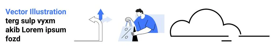 Abstract Vector Design with Cloud, Text, and Mechanic Repairing Gear Stock Illustration