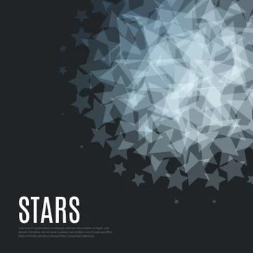 Abstract vector design elements with grey stars on black background 스톡 일러스트