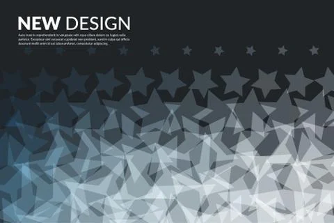 Abstract vector design elements with grey stars on black background Illustrazione stock