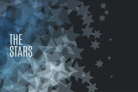 Abstract vector design elements with grey stars on black background Stock Illustration