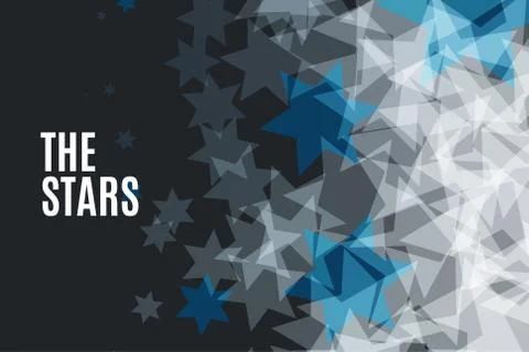 Abstract vector design elements with grey stars on black background Illustrazione stock