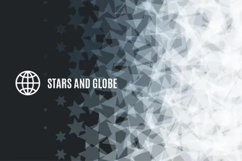 Abstract vector design elements with grey stars on black background Stock Illustration