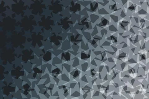 Abstract vector design elements with grey stars on black background Stock Illustration