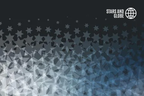 Abstract vector design elements with grey stars on black background Stock Illustration