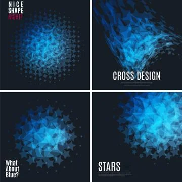 Abstract vector design elements with stars and black background Stock Illustration