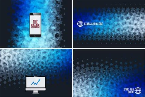 Abstract vector design elements with stars and black background Stock Illustration