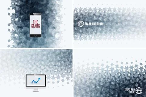 Abstract vector design elements with stars and black background Illustrazione stock