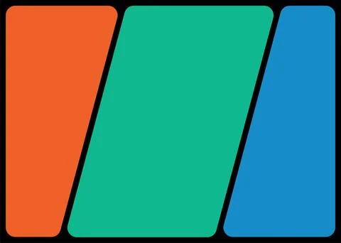 Abstract vector design featuring rounded rectangles in orange, green, and b.. Illustrazione stock