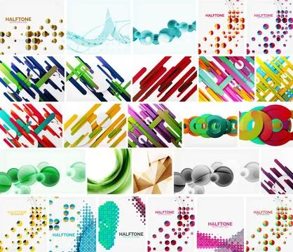 Abstract vector designs. Colorful backgrounds, halftone patterns, dynamic s.. 스톡 일러스트