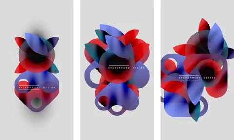Abstract vector designs. Red, blue hues blend, creating dynamic compositions. 库存插图