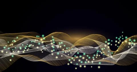 Abstract vector digital technology background.  Big wave data, data transfe.. Stock Illustration