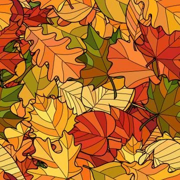 Abstract vector doodle autumn leaves seamless pattern Illustrazione stock