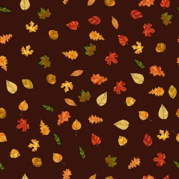 Abstract vector doodle autumn leaves seamless pattern Illustrazione stock