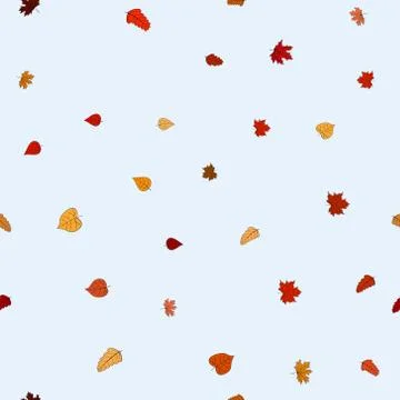 Abstract vector doodle autumn leaves seamless pattern Stock Illustration