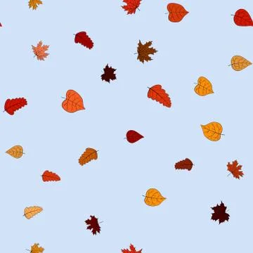 Abstract vector doodle autumn leaves seamless pattern 스톡 일러스트