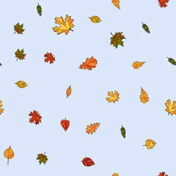Abstract vector doodle autumn leaves seamless pattern Stock Illustration
