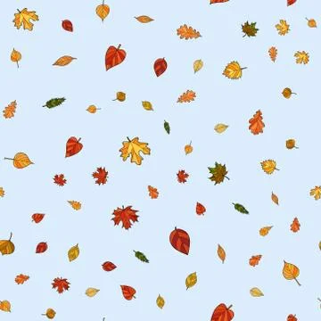 Abstract vector doodle autumn leaves seamless pattern 스톡 일러스트