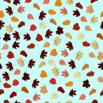 Abstract vector doodle autumn leaves seamless pattern Stock Illustration