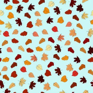 Abstract vector doodle autumn leaves seamless pattern Stockillustratie