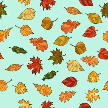 Abstract vector doodle autumn leaves seamless pattern Illustrazione stock