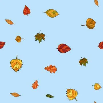 Abstract vector doodle autumn leaves seamless pattern Stockillustratie