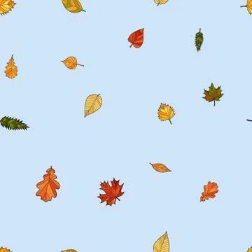 Abstract vector doodle autumn leaves seamless pattern 스톡 일러스트