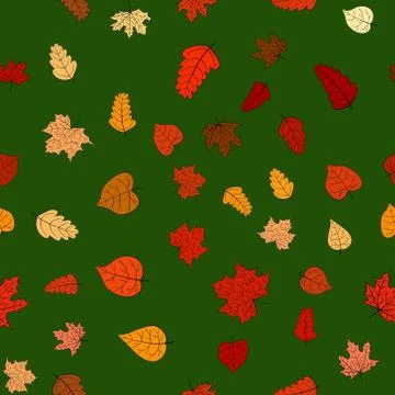 Abstract vector doodle autumn leaves seamless pattern Illustrazione stock