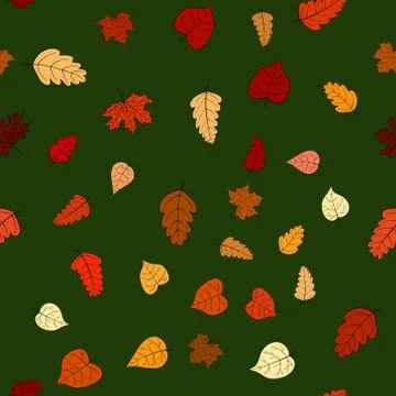 Abstract vector doodle autumn leaves seamless pattern 스톡 일러스트