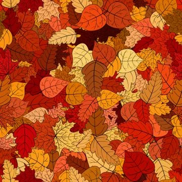 Abstract vector doodle autumn leaves seamless pattern Illustrazione stock