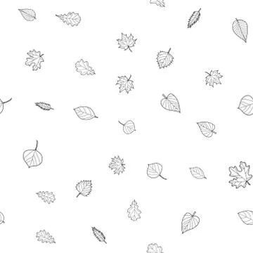 Abstract vector doodle autumn leaves seamless pattern Stock Illustration