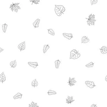 Abstract vector doodle autumn leaves seamless pattern Illustrazione stock