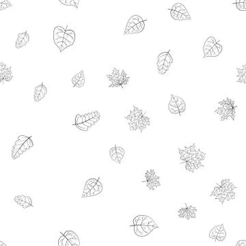 Abstract vector doodle autumn leaves seamless pattern Illustrazione stock