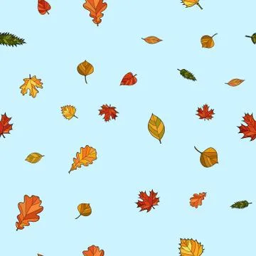 Abstract vector doodle autumn leaves seamless pattern Stockillustratie