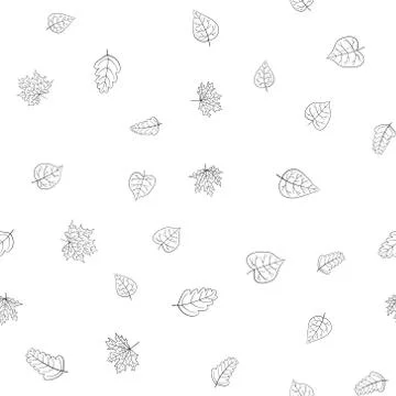 Abstract vector doodle autumn leaves seamless pattern Stock Illustration