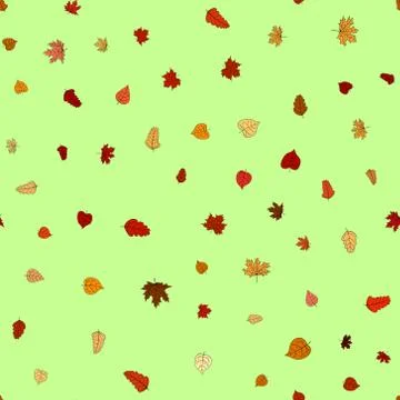 Abstract vector doodle autumn leaves seamless pattern Stock Illustration