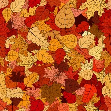 Abstract vector doodle autumn leaves seamless pattern 스톡 일러스트