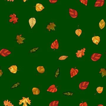 Abstract vector doodle autumn leaves seamless pattern Stock Illustration