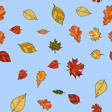Abstract vector doodle autumn leaves seamless pattern Illustrazione stock