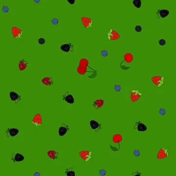 Abstract vector doodle berry seamless pattern Stock Illustration