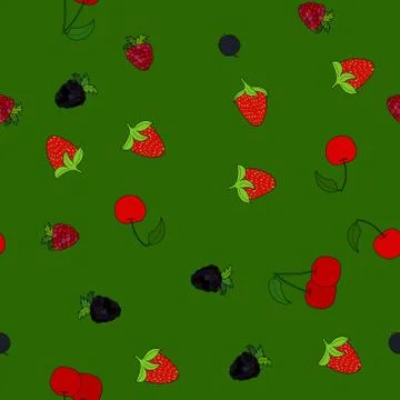 Abstract vector doodle berry seamless pattern イラスト素材