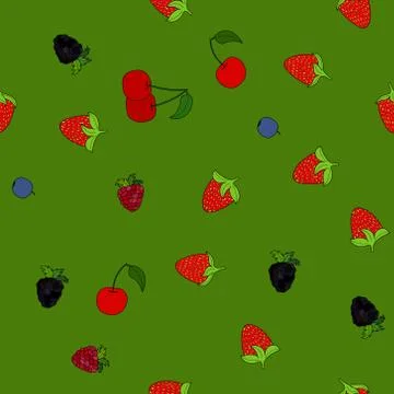 Abstract vector doodle berry seamless pattern 스톡 일러스트