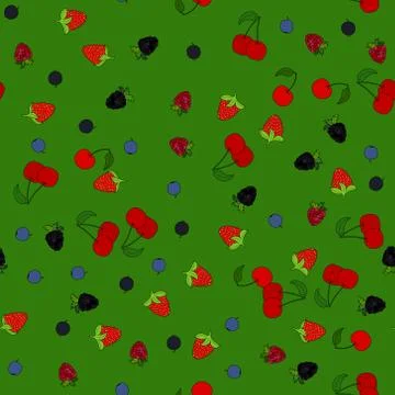 Abstract vector doodle berry seamless pattern 스톡 일러스트